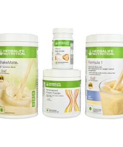 HERBALIFE Formula 1 Shake Kulfi Flavor 500g, Protein 200g, Afresh Peach 50g, Shakemate Nutrition Drink 500g (Pack of 4)